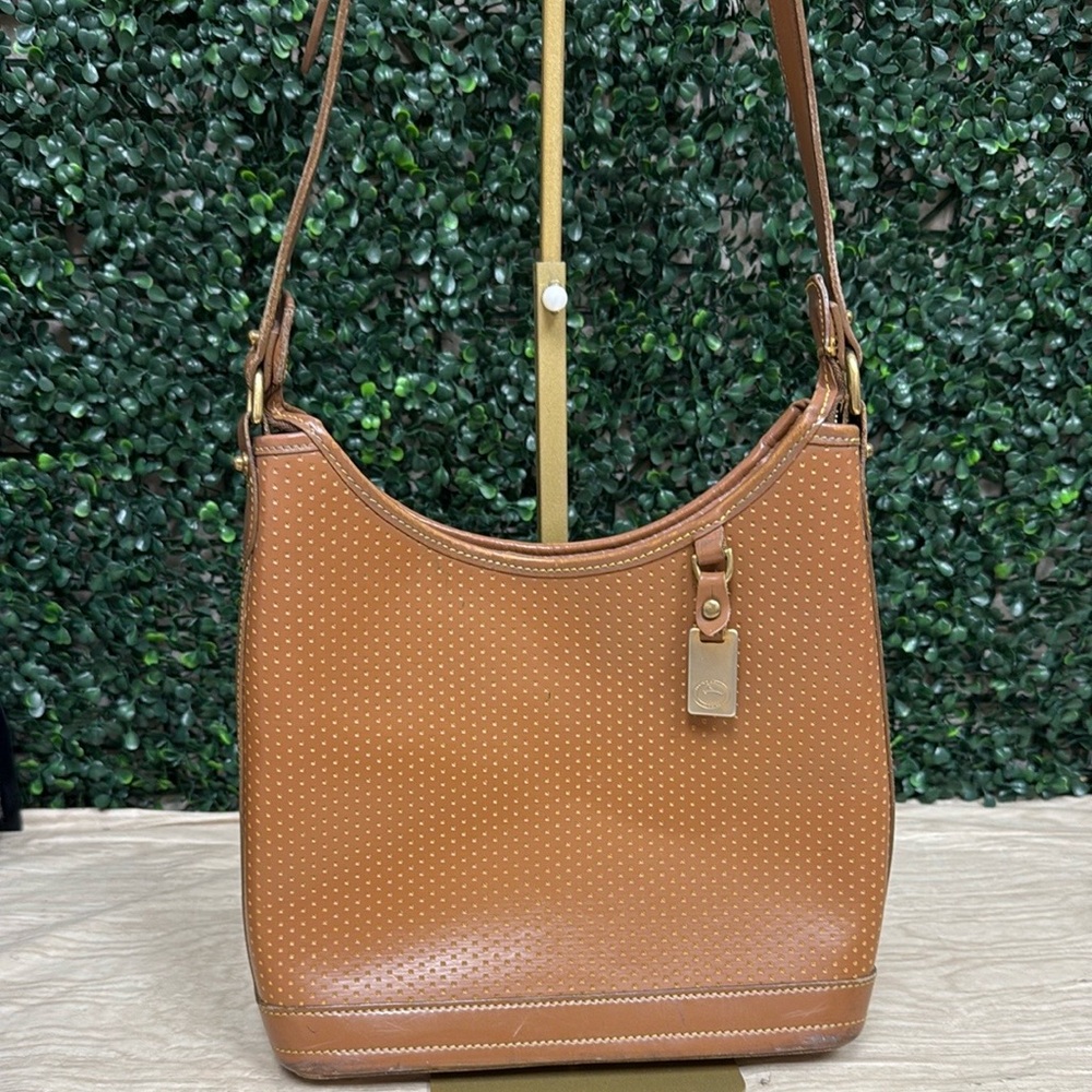 DOONEY & BOURKE VINTAGE PERFORATED CABRIO TAN LEATHER SHOULDER BAG